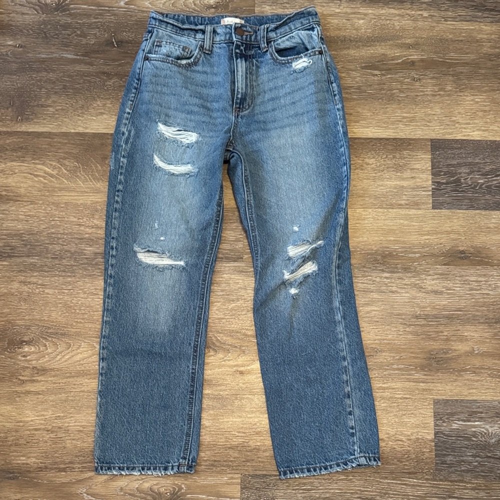 Altar'd State Blue Distressed Straight Leg Jeans
